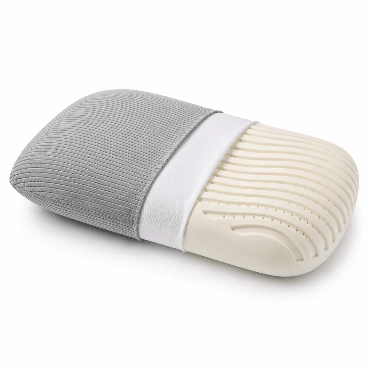 Latex pillow showing supportive contoured shape