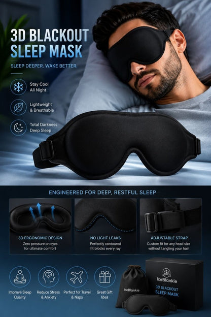 3D Blackout Sleep Mask for comfortable deep sleep