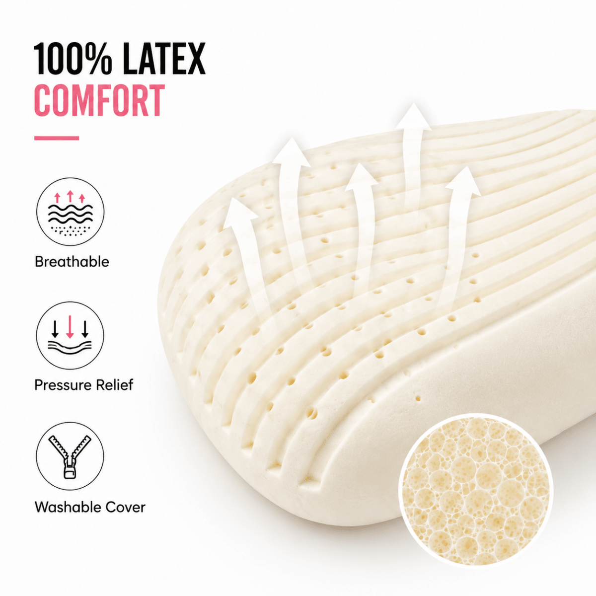 Responsive latex pillow product view