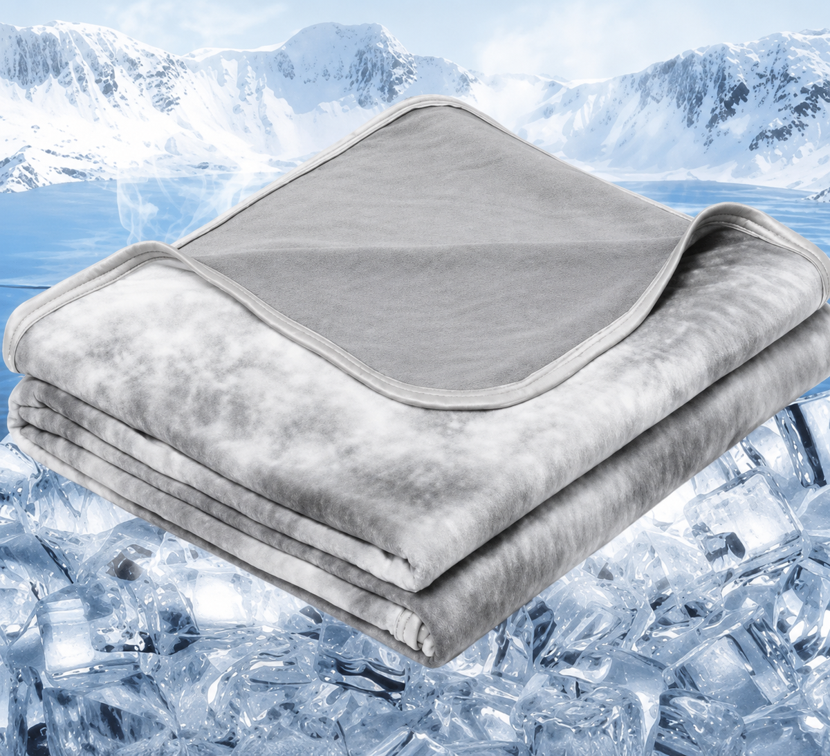 Gray IceBlankie CoolSleep cooling blanket with lightweight cool-touch fabric