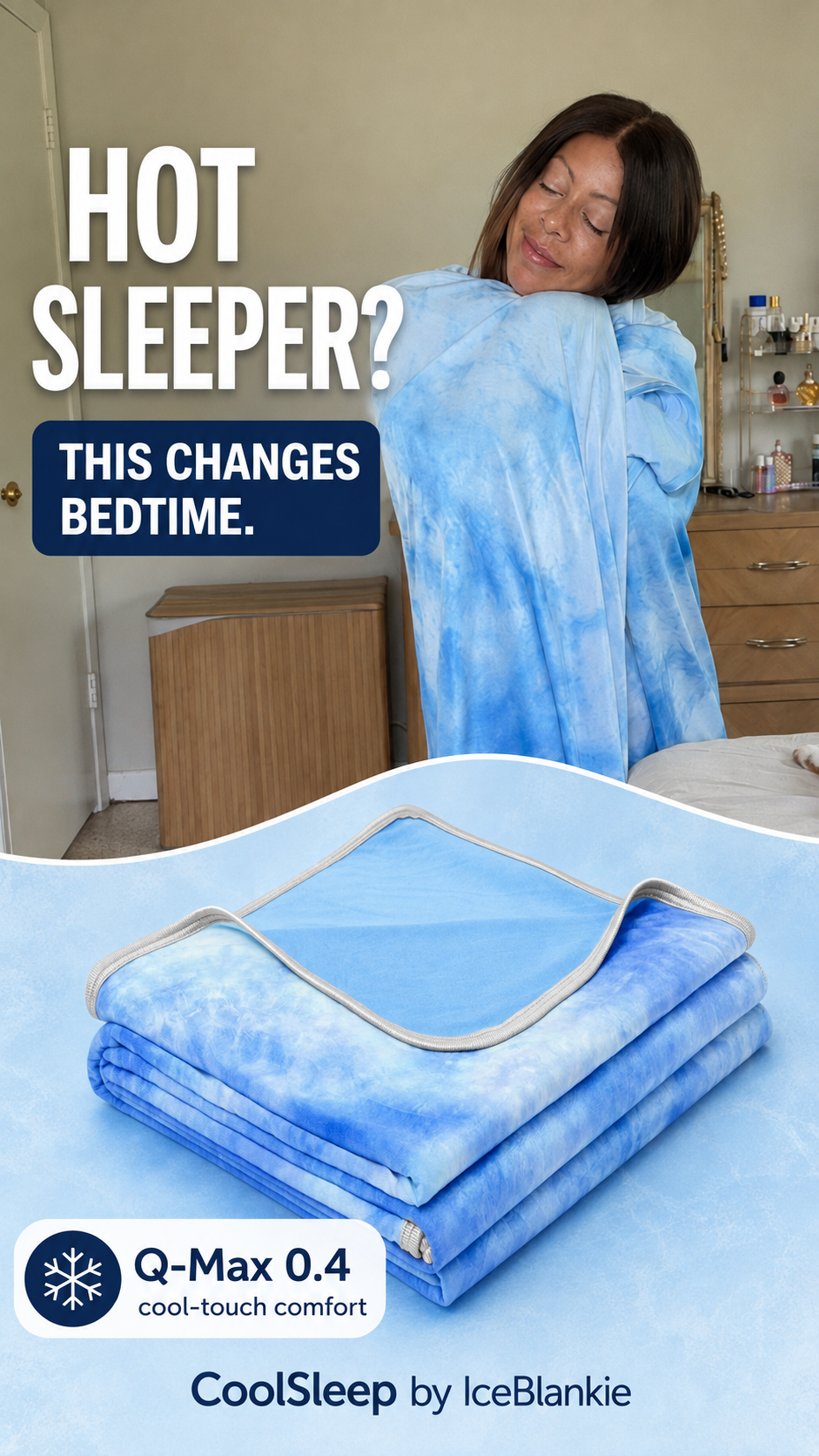 IceBlankie CoolSleep Q-Max cooling blanket product detail